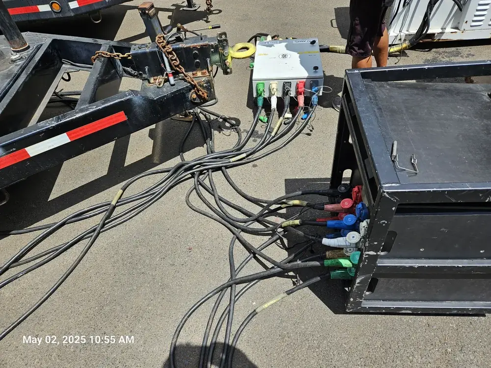 Cables connected to a distribution box