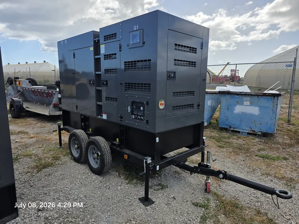New enclosed diesel generator on a trailer