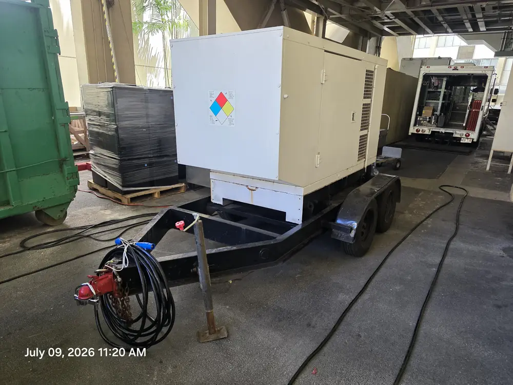 Generator on a trailer in a shop